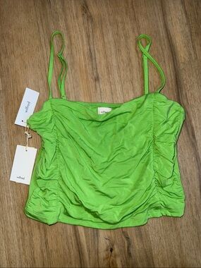 Wilfred Bright Lime Green Ruched Cowl Camisole
